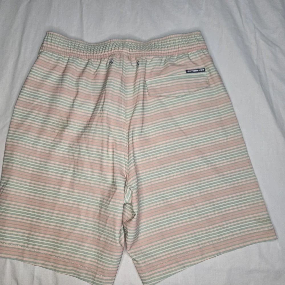 Southern Tide Swim Trunks Mens Small Stripe Mesh Lined Fishing Beach Lightweight